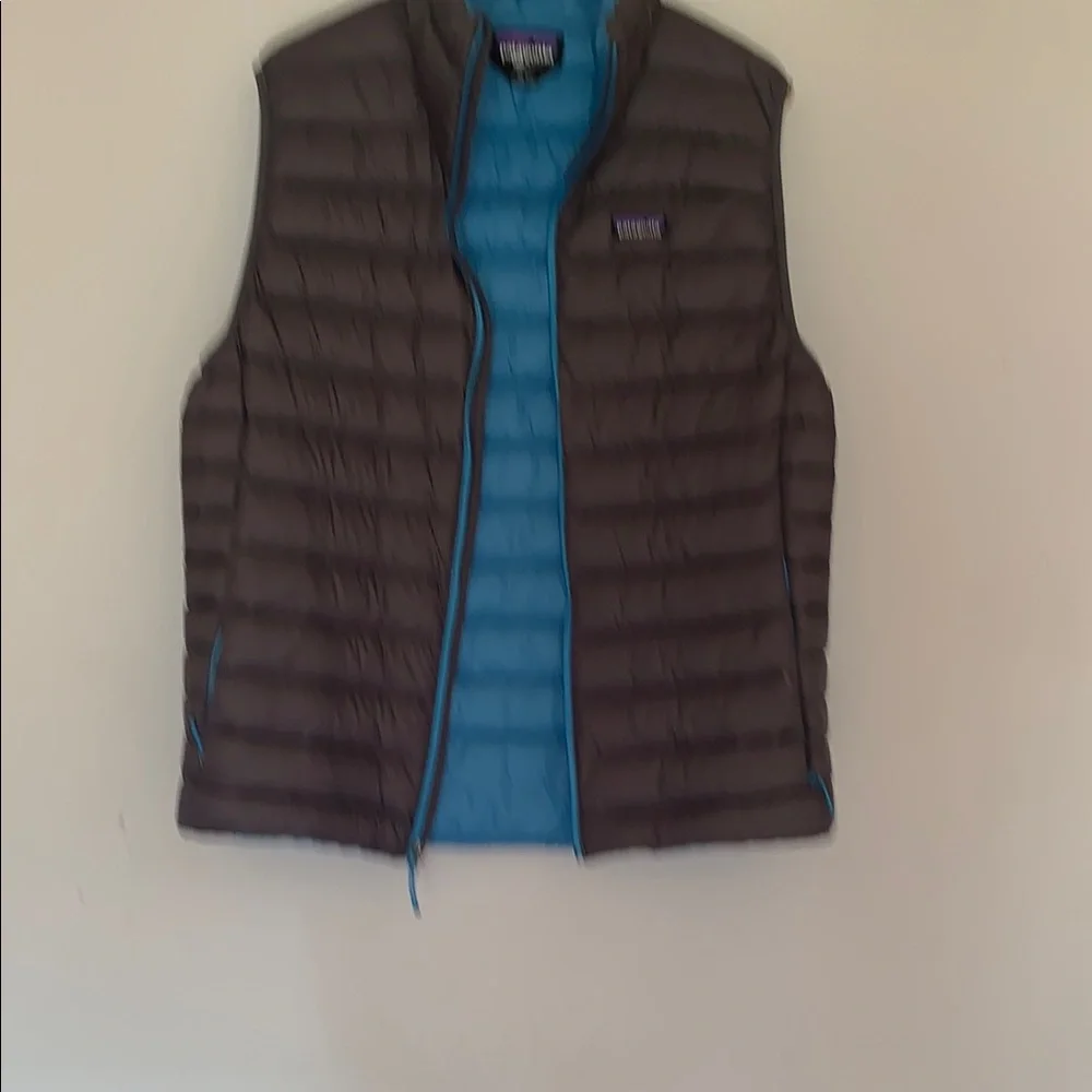 Patagonia Dark Brown Vest with Blue Lining